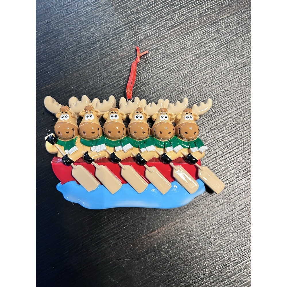 Christmas Holiday Ornament Six Moose Canoe Lake Can Be Personalized New